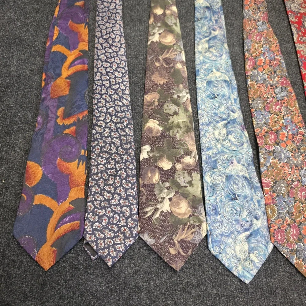 Vintage Mens Silk Tie Lot 8pc Paisley Floral Stripe Nathan Brach Mr Johns JF